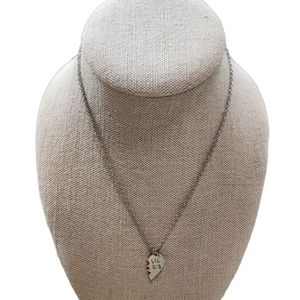 Silver Toned Half Heart Lil Sis Pendant Necklace